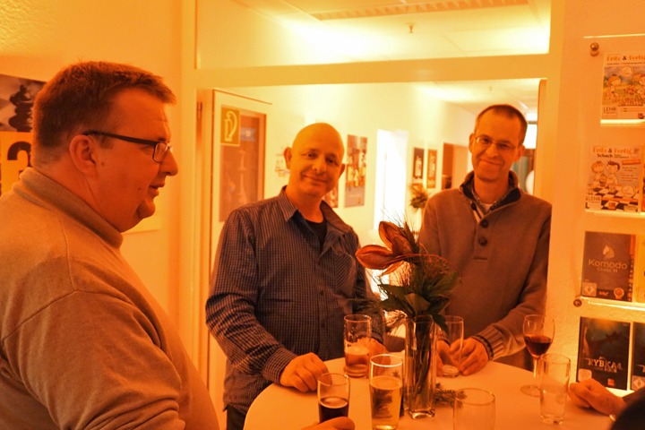 Martin Fischer (Playchess.com), Lutz Nebe (programador), Steffen Giehring (SAT) | Foto: Nadja Wittmann (ChessBase)